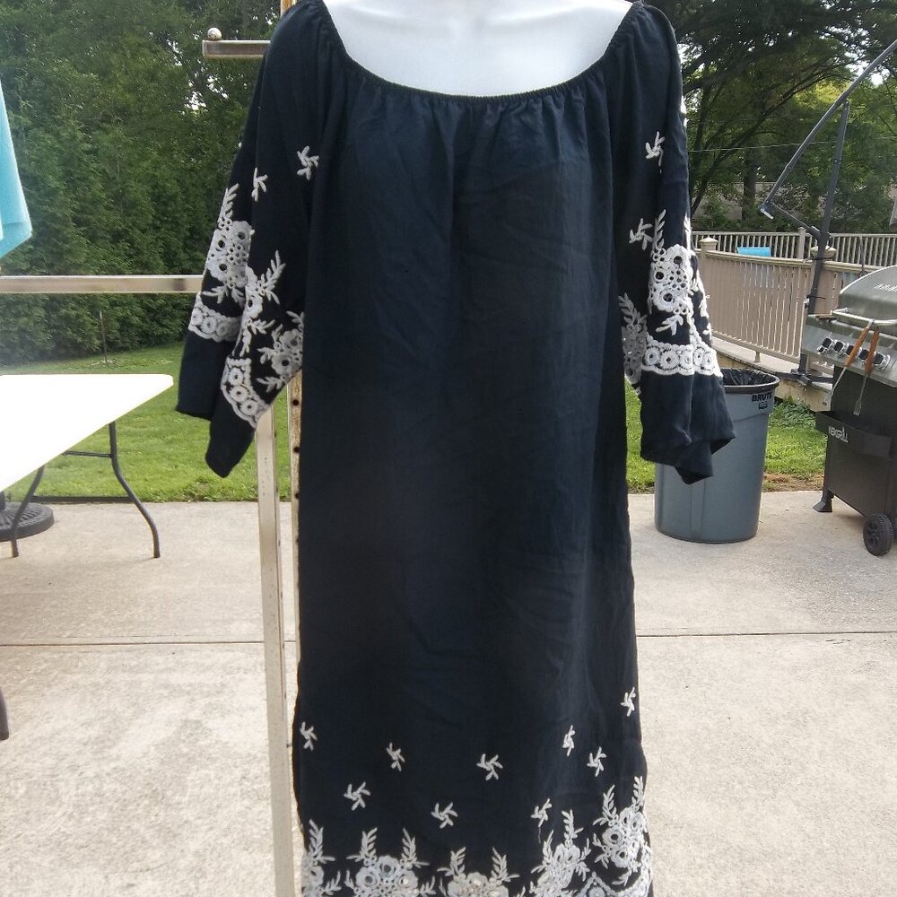 NWT ANA&ROSE NAVY &WHITE EMB DRESS 2X